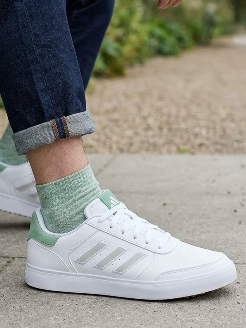 Adidas Retrocross 24 Spikeless Court-Inspired Golf Shoes White/Green Size 7